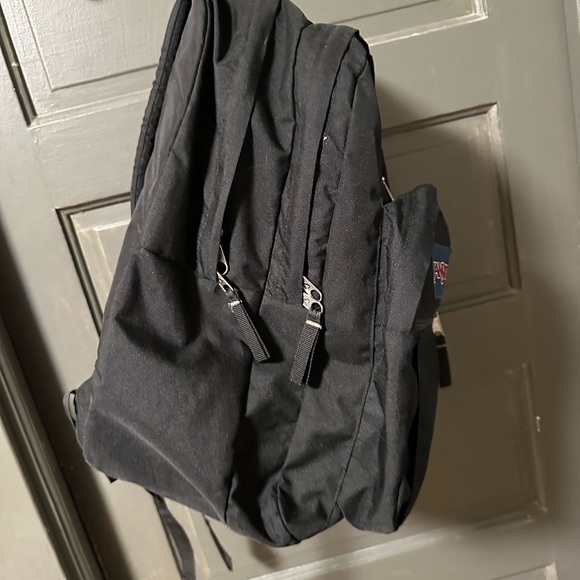 BIG Black Jansport Backpack 5 Zip Pockets - Picture 3 of 6